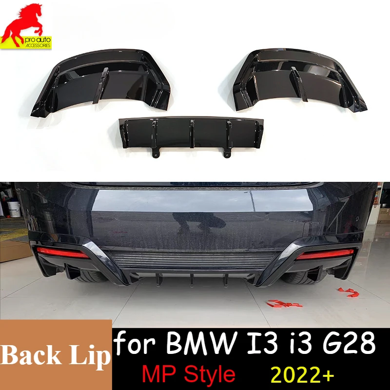 

3 PCS Gloss Black Rear Bumper Lip Diffuser Spoiler for BMW I3 G28 2022+ MP Style Splitter Trim Cover ABS Car Accessories Styling