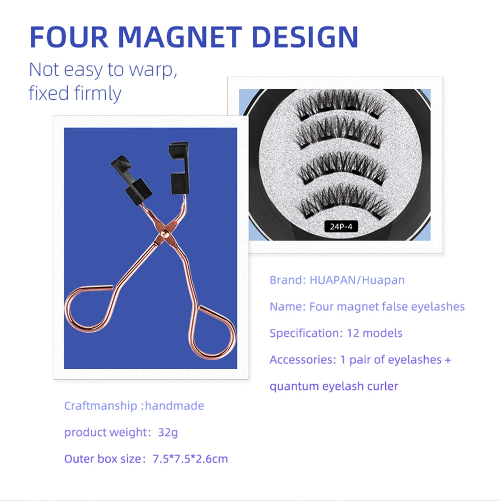 vendita all'ingrosso Ciglia magnetiche naturali 3D di moda con etichetta privata con un set di piegaciglia quantistico