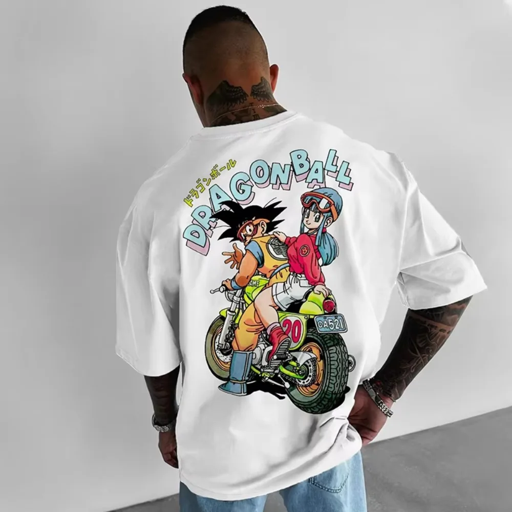Camiseta de Dragon Ball Goku Bulma, camiseta de Anime Unisex de algodón pesado con estampado gráfico, ropa de calle de manga corta de gran tamaño, Fitness informal de Hip Hop