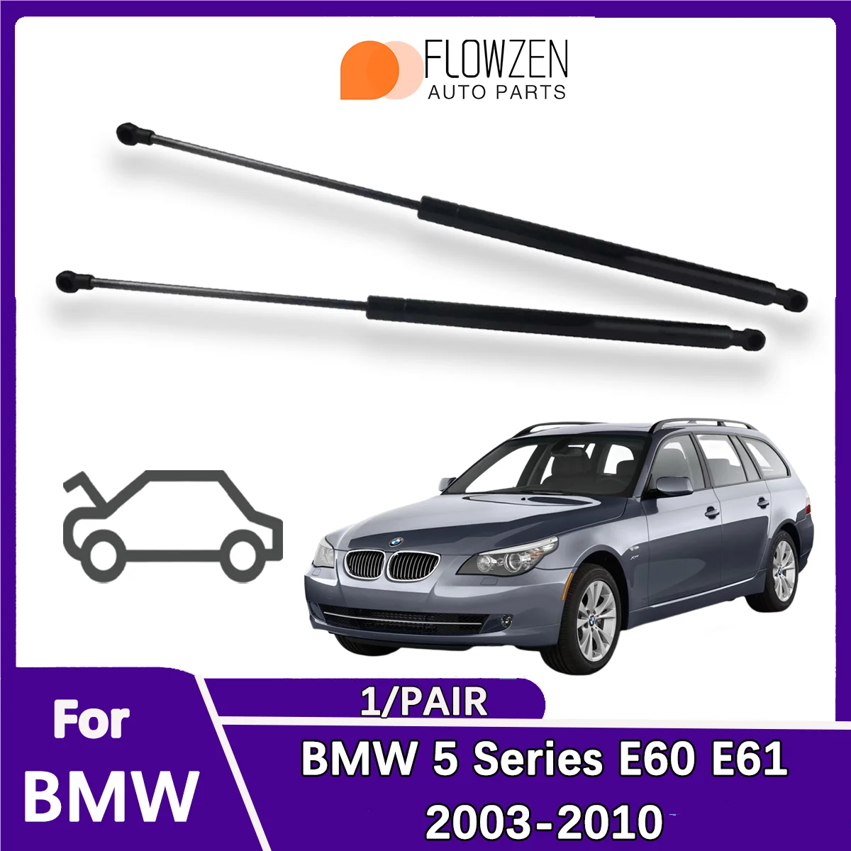 Frontstreben Stützstange OE 51237008745 Für BMW 5er E60 E61 2003–2010 Fronthaubenliftunterstützung Gasfedern Motorhaubenstange