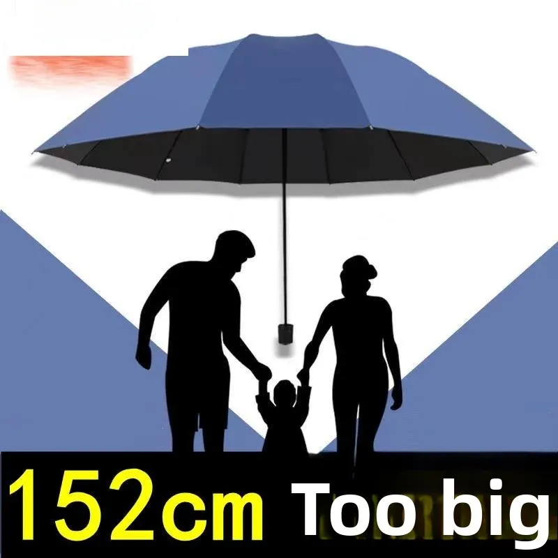 

Thiened Large Size proof Manual Folding Umbrella ex Durable Sunade Rainproof Polyester Fabric Iron Pole Home Use