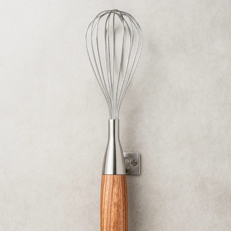 Stainless Steel Egg Beater with Wooden Pull Handle for Restaurant KTV Cake Shop Durable And Stylish Kitchen Accessory