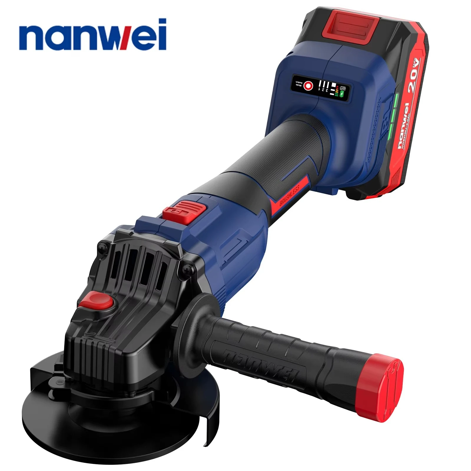 

NANWEI 125mm Angle Grinder Adjustable Speed 5000/7000/9800 Rpm, 20 V, Brushless Motor