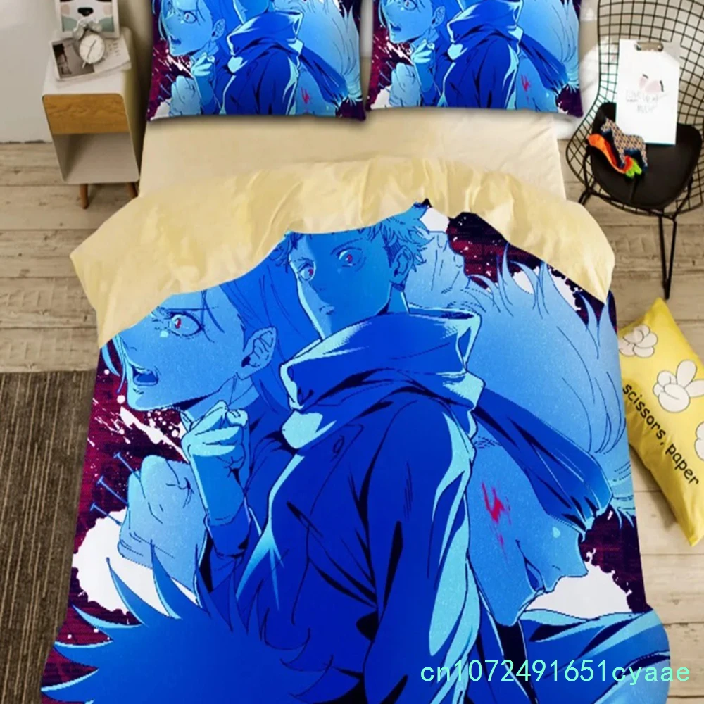 Japan Anime Teenage Duvet Cover Set,Jujutsu Kaisen Bedding Set 3D Printed Boys Junior Duvet Cover Kit Twin Queen King Single Siz