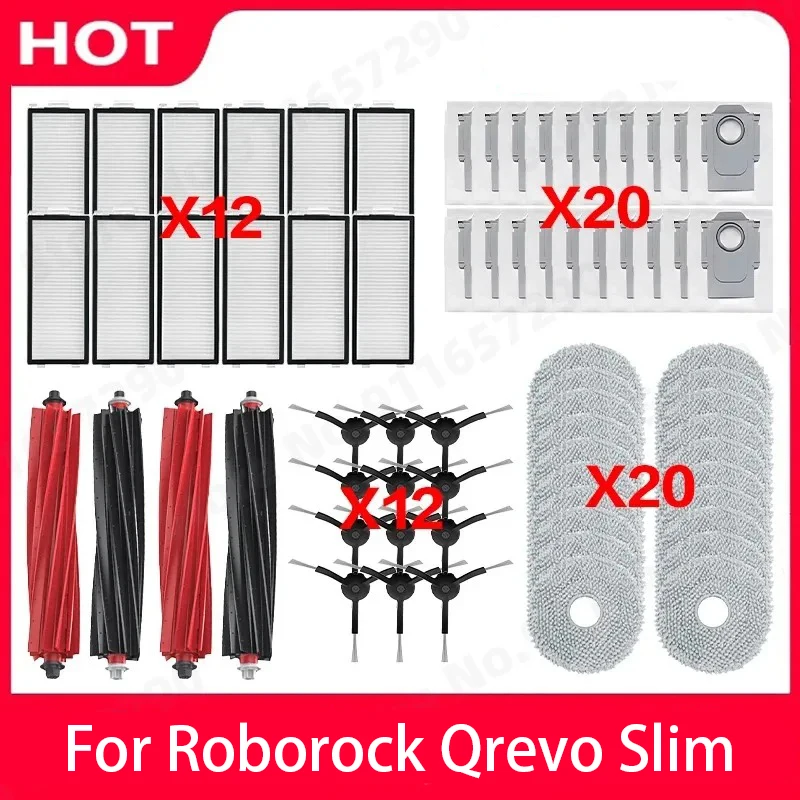 Fit For ( Roborock Qrevo Slim ) Vacuum Replacement Parts Main Roller Side Brush Hepa Filter Mop Cloth Dust Bag Accessories