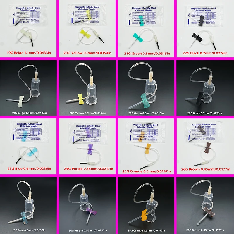 

100pcs/lot Disposable Butterfly Blood Collection Needle double wing type Blood Collection Needle Pet Care Room Cat Dogs Animal