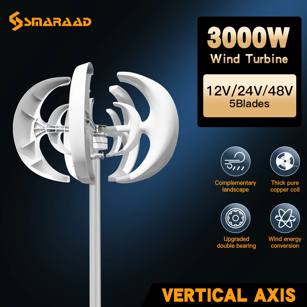 gerador de turbina eolica vertical motor de moinho de vento uso domestico baixo ruido alta eficiencia polonia brasil armazem 3000w 12v 24v 48v 01