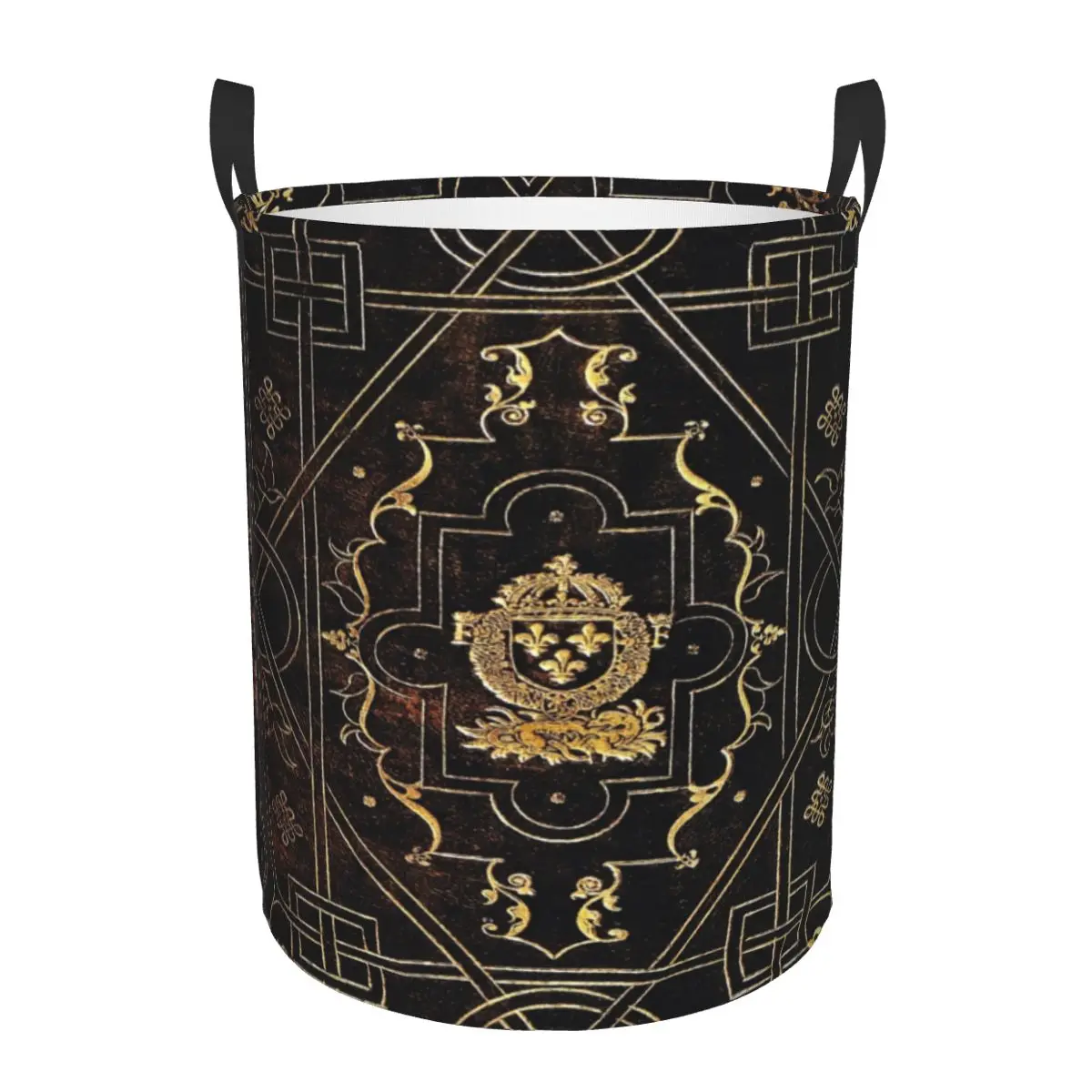 Leather And Gold Laundry Hamper Large Clothes Storage Basket Vintage Floral Toy Bin Organizer for Nursery