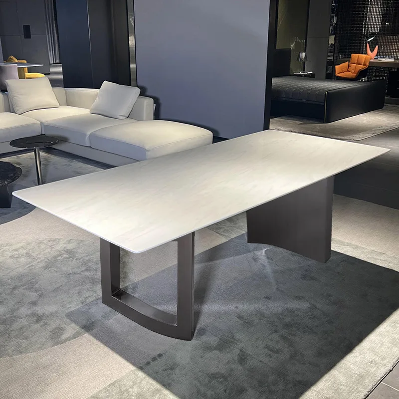Kari ice jade dining table natural luxury stone marble high-end atmosphere light luxury dining table