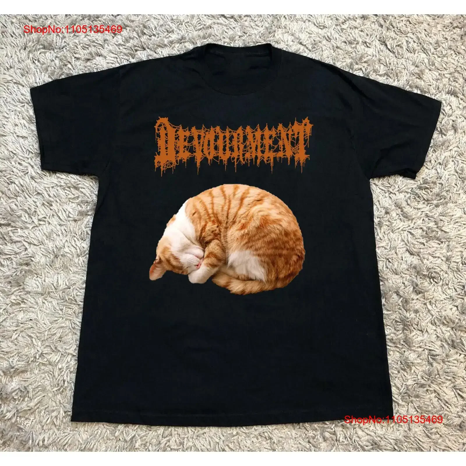 Rare Devourment Band Funny Cat Cute Black All Size T Shirt AM647 vintage Washed Soft fashion Comfortable Breathable homme