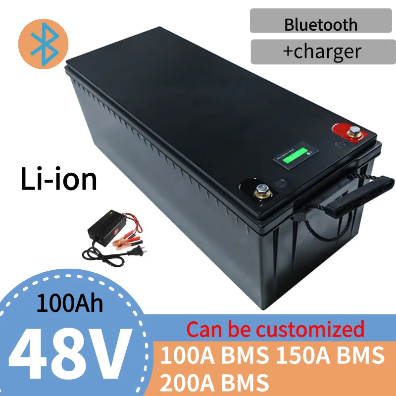 

lithium 48v 100AH lifepo4 battery with BMS for tricycle golf cart inverter Solar energy storage scooter + 10A charger 100K+