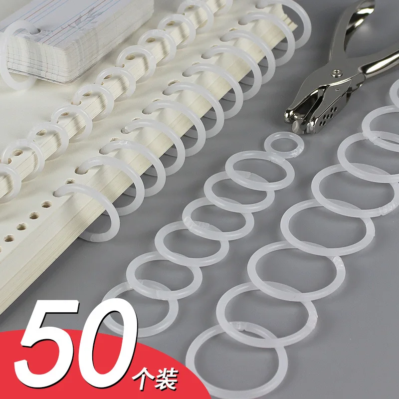 50 Pcs 15/20/28/32/40mm Plastic Ring Binder DIY Albums Circle Loose-leaf Book Hoops Opening Office Binding Supplies Photo Album