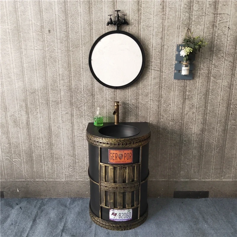 Vintage industrial style integrated column style sink, personalized and creative bar basin