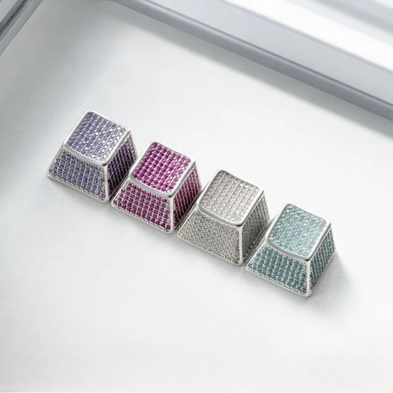 Zornher Starry Sky Gemstone Series Keycaps Electroplated with Zircon Material Handmade Cherry Profile Keyboard Accessories