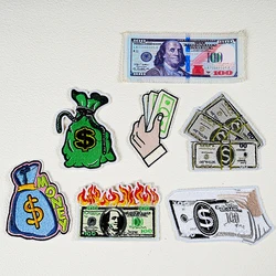 Creative dollars Iron On Patches DIY clothes damaged repair sewing embroidered badge personality backpack hat decoration