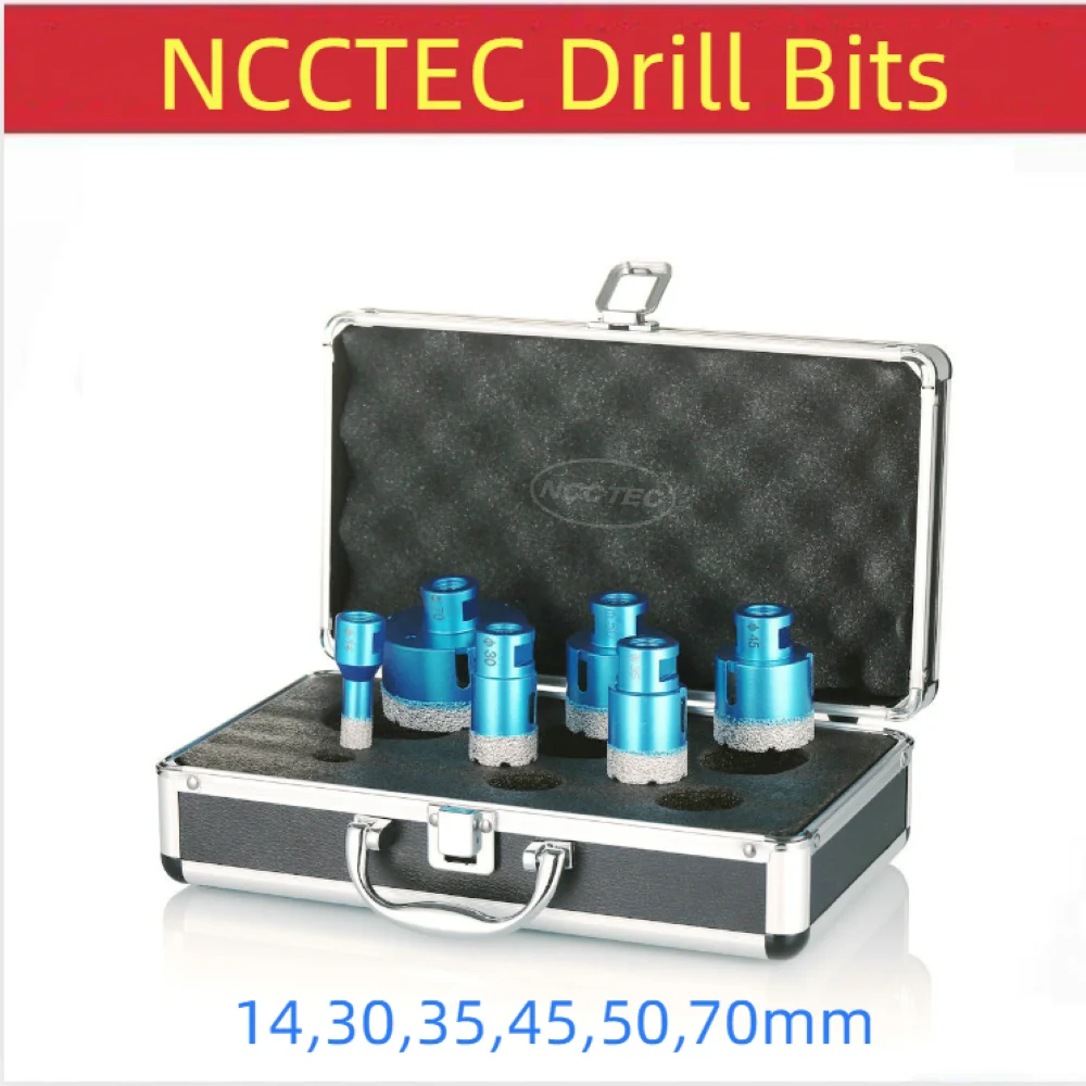 [M14 6pcs/Set] Diamond Vacuum Brazed Core Drill Bits Kit | 14 30 35 45 50 70mm Hole Saw Cutter Opener Crowns Granite Ceramic