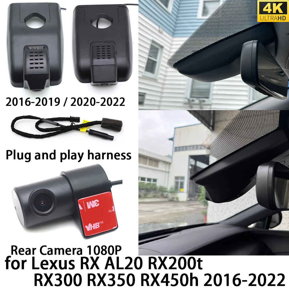 for Lexus RX AL20 RX200t RX300 RX350 RX450h 2016-2022 4K DVR Dash Cam OEM Front Rear Camera Video Recorder Night Vision Wifi