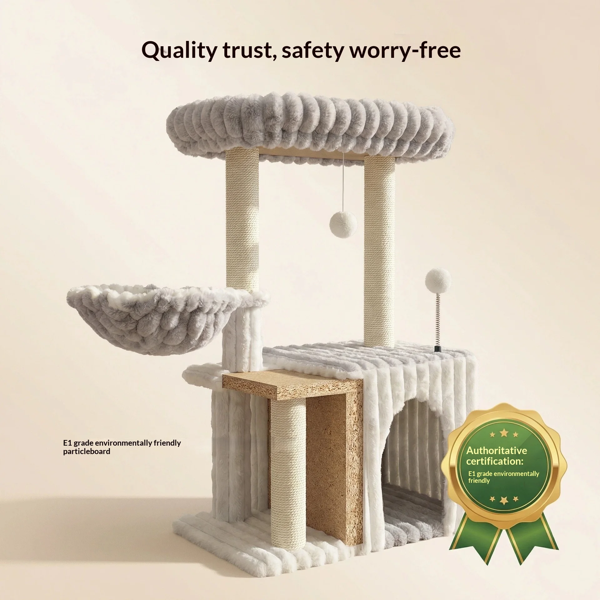 Árbol rascador para gatos con cama, salto y poste de sisal - imagen 2
