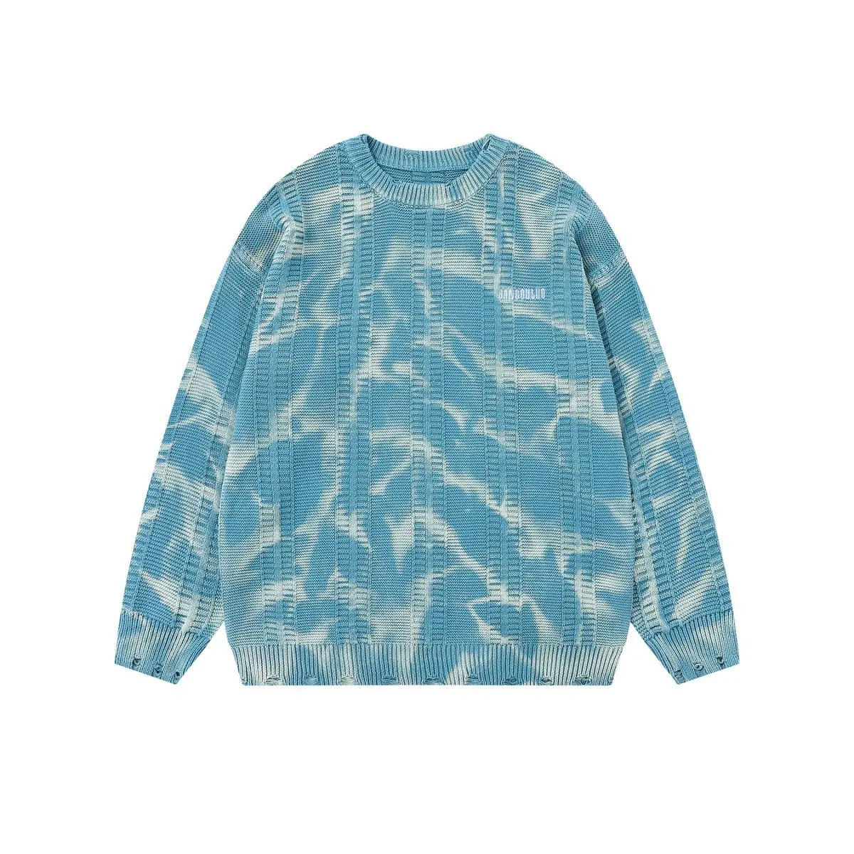 

American Letter Embroidery Design Street Tide Knitted Sweater Jacket Street Tide Men's and Women's Crew Neck High-end Sweater