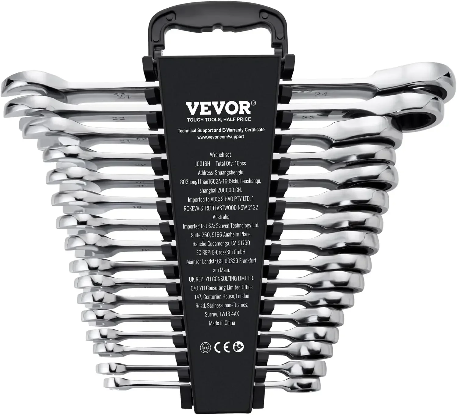 

Набор комбинированных ключей, 16 предметов, с органайзером, сталь Cr-V, метрические размеры от 8 мм до 24 мм