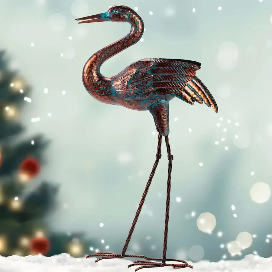 

Садовые статуэтки-крани для улицы, с патиной, в виде чайки, скульптуры для двора, металлические декоративные фигурки птиц для патио, газона, пруда, заднего двора