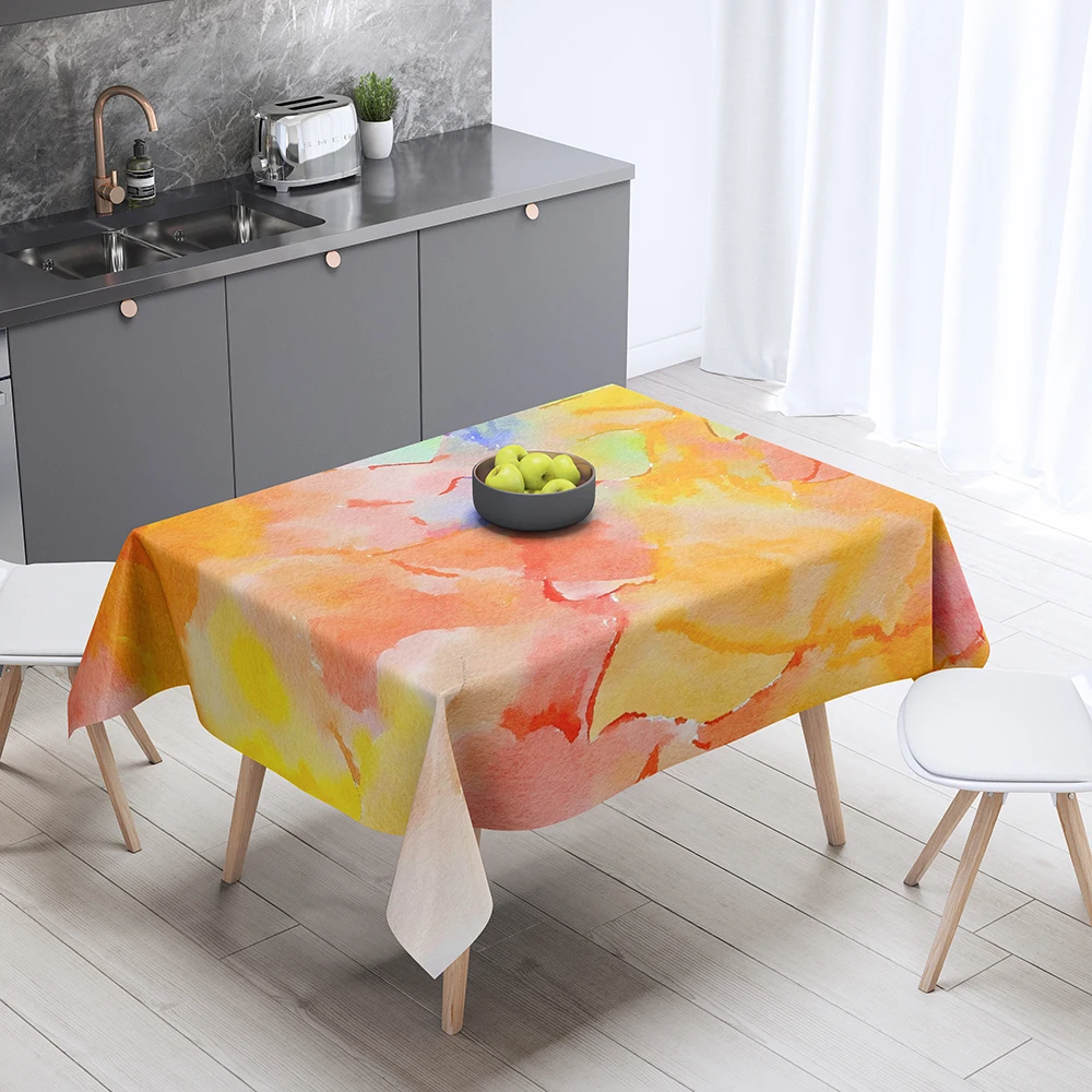 Smudged Watercolor Print Pattern Tablecloth Home Decor Table Party  Stain Resistant  Dust Cover