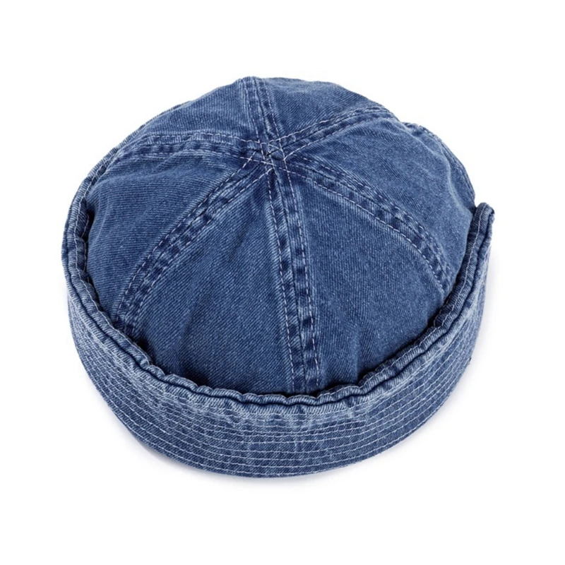 Vintage Beanie Hat Jeans Hat Hat Brimless Hat Adjustable Hip-Hop Skullcap Hat All-match for Female Male