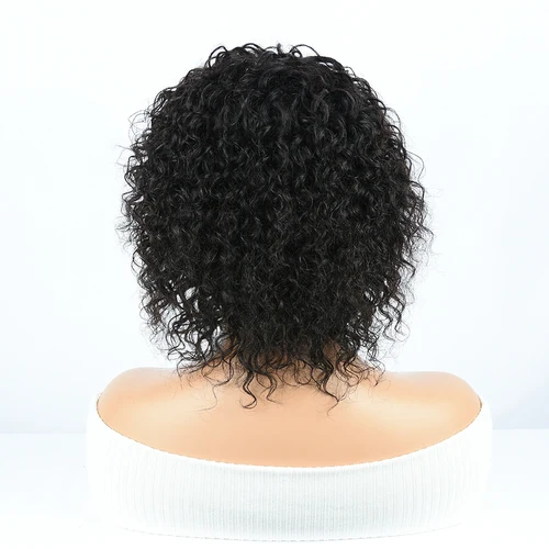 Imagen 2 del producto Peluca rizada Jerry corta Pixie, pelucas de cabello humano hechas a máquina baratas y animosas para mujeres, sin pegamento, Remy 100% Real listo para usar