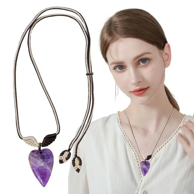 

Amethyst Crystal Necklace Natural Crystal Necklace Vintage Amethyst Crystal Stone Necklace Mysterious Crystal Necklace For Men