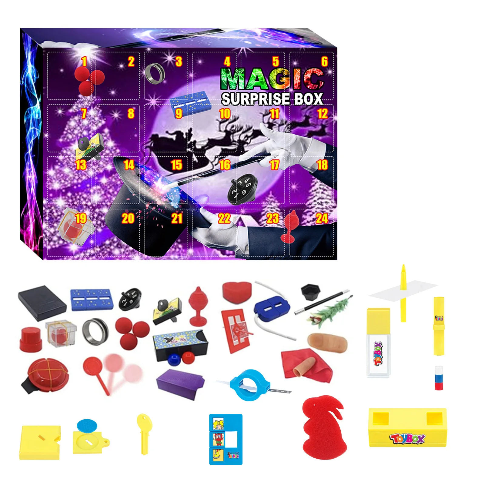 

2022 Christmas Advent Calendar Christmas Magic Blind Box of Tricks Toy Amazing Tricks Props Decor Kids Magical Toy Friends Gift