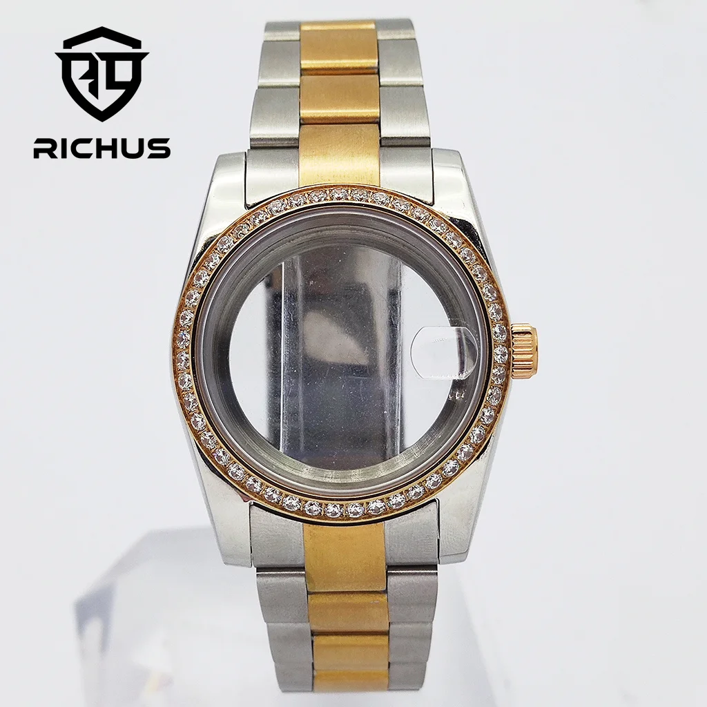 

RICHUS 36/39mm Rose Gold Case With Brushed Strap Fit NH34 NH35 NH36 ETA2824 PT5000 Miyota8215-DG Movement Watch Accessories