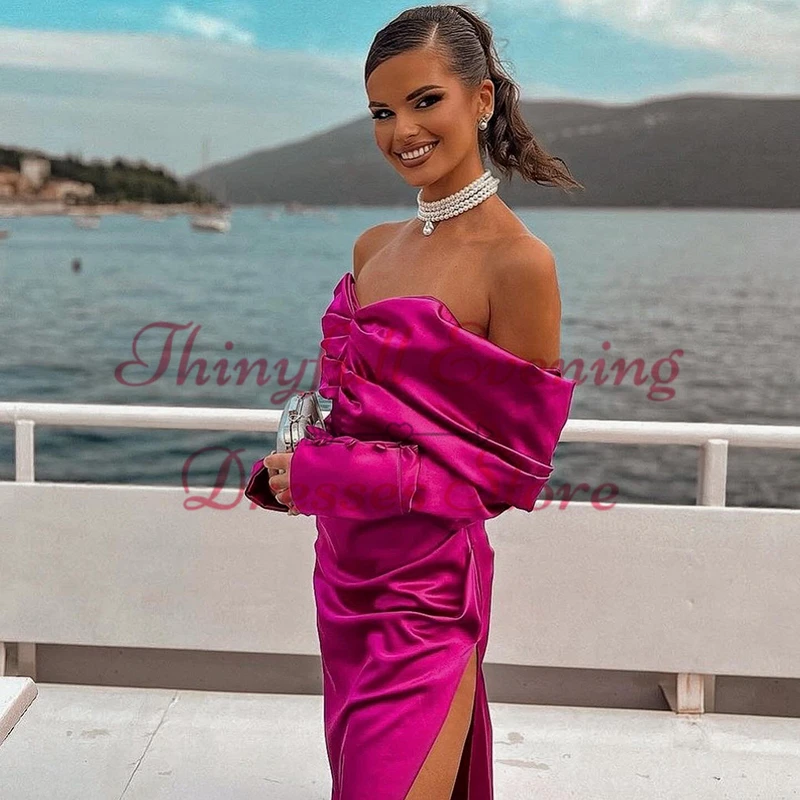 Thinyfull Sexy Mermaid Prom Dresses Off The Shoulder Long Sleeve Evening Dress Formal Night Cocktail Party Prom Gown Custom Size