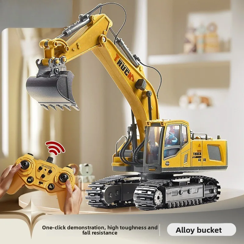 

Alloy Remote Control Excavator Toy Car with Lights Sound Effect Electric Excavator Automobile Engineering Vehicle