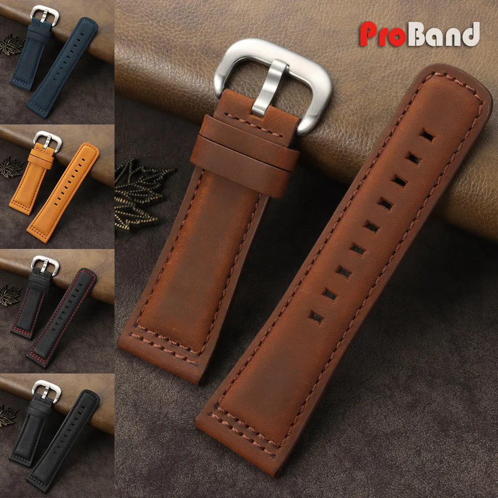 

28mm New Crazy Horse Calfskin Watch Band for Diesel for Seven Friday Straps Men Women Bracelet Italian Style Stitching Wristbelt