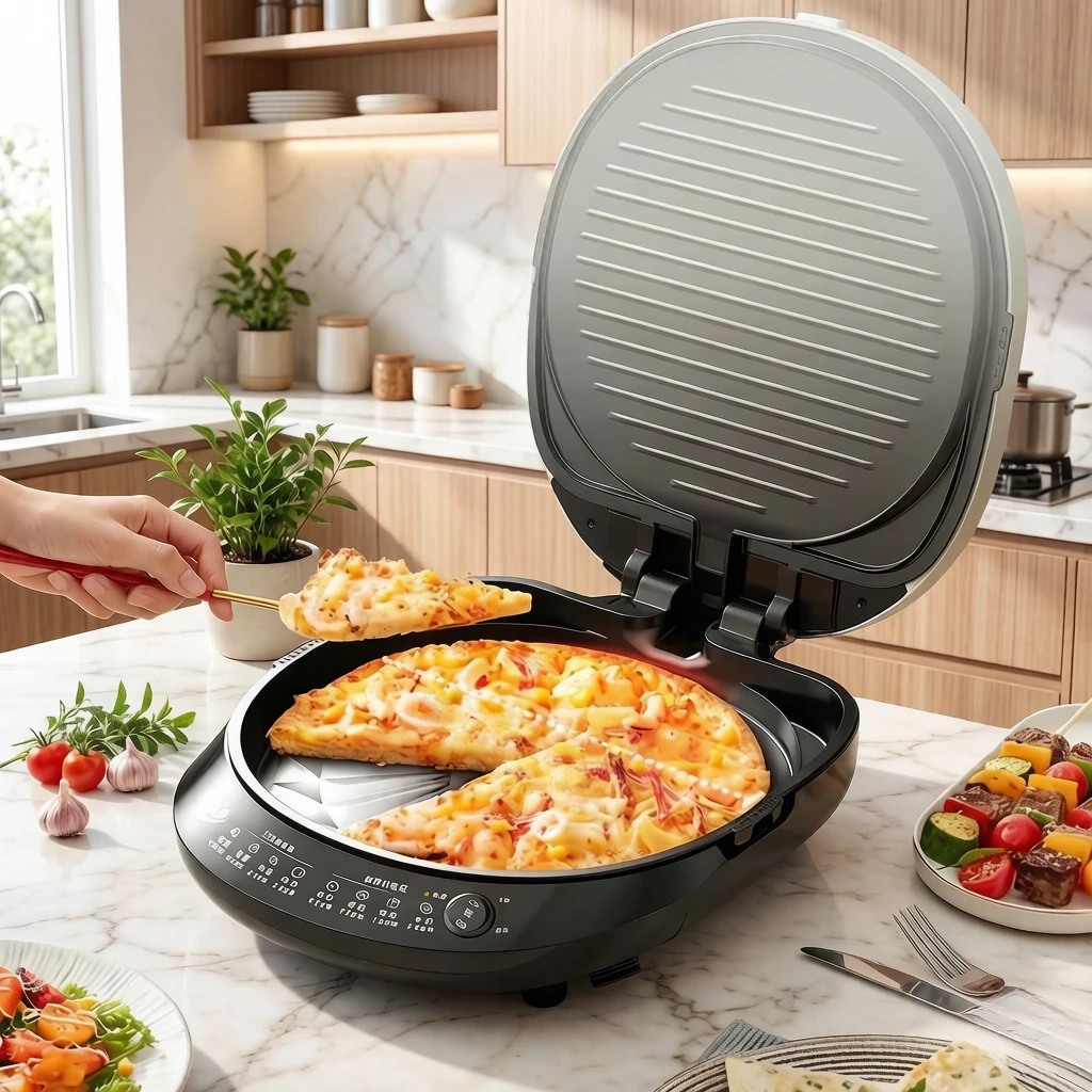 Double-Sided Electric Maker Extra Deep ,  Heating Removable Plates, Large Size Fast Even Heat Skillet for Breakfast Bacon Crepes