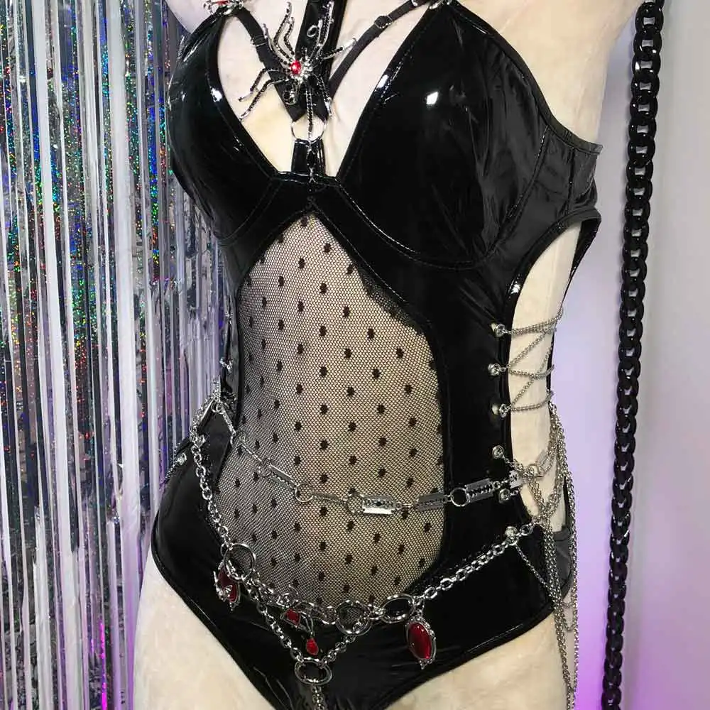 

Vintage Goth Harajuku Punk Rock Emo Hand Made Kawaii E-Girls Grunge Gothic Tanks Eco Y2K Halter Camisole TOPS Chain DIY