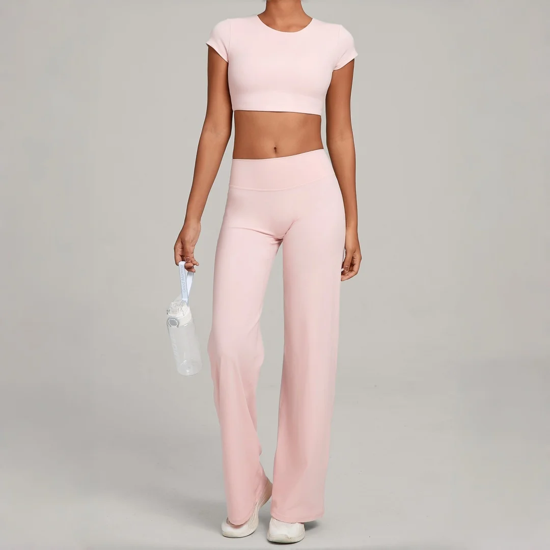 

Бесшовный плотный костюм для йоги с открытой спиной, спортивный костюм для фитнеса с высокой талией, прямые брюки для бега, тренировочная одежда, костюм для йоги в тренажерном зале