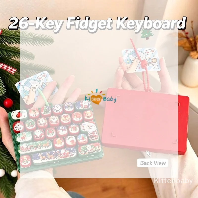 Christmas Fidget Keyboard Toy Cute Santa Prints Stress Relief For Xmas Gifts Kids Party Favors