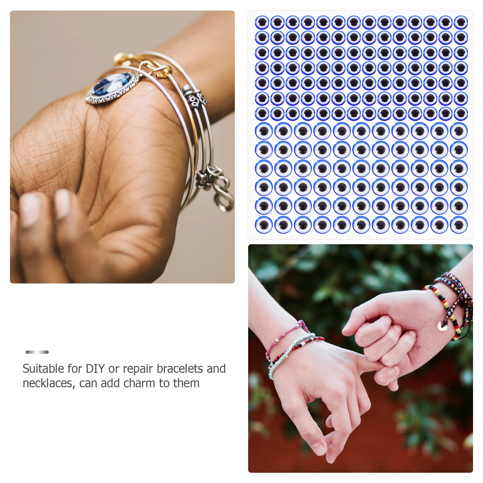 

200pcs Resin Evil Eye Round Beads Loose Handmade Accessories Durable Shiny Lightweight Diy Jewelry Beads For Necklaces Bracelets