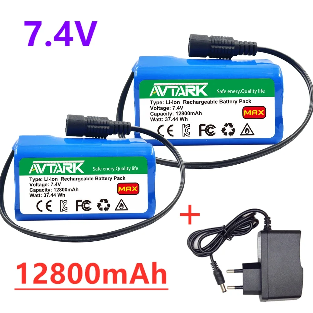 

7.4V 12800mAh 6.8Ah Battery For T188 888 2011-5 V007 C18 H18 So on Remote Control RC Fishing Bait Boat Parts 1/3pcs with charger