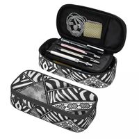 Customized Zebra Fur Skin Ethnic Tribal Geometric Ornaments Korean Pencil Case Animal Leather Texture Pencil Bag Pouch