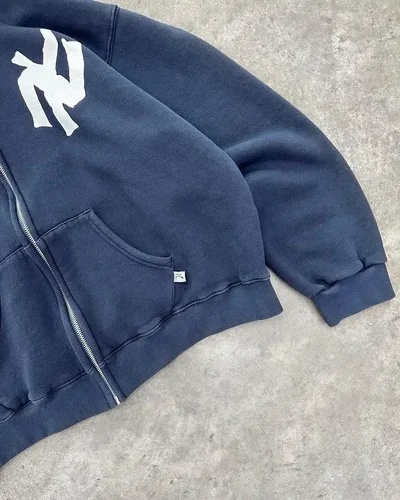 Imagen 2 del producto Y2K Harajuku moda carta patrón impreso Sudadera con capucha cadera capucha Casual suelta hombres y mujeres sudadera con cremallera de gran tamaño
