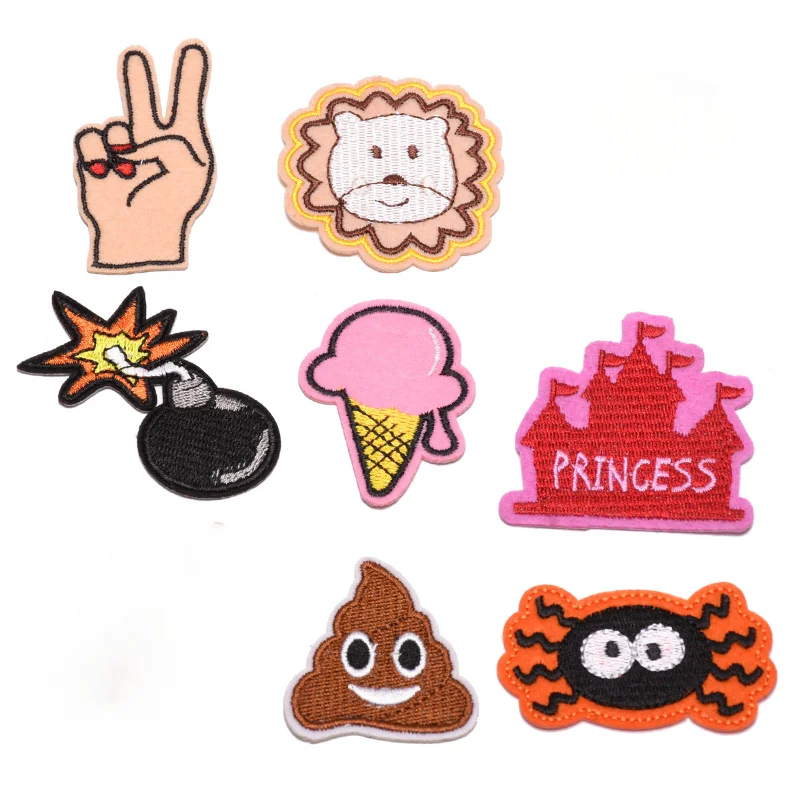 

50pcs/Lot Luxury Anime Embroidery Patch Ice Cream Princess Steamship Lion Finger Shirt Bag Clothing Decoration Craft Applique