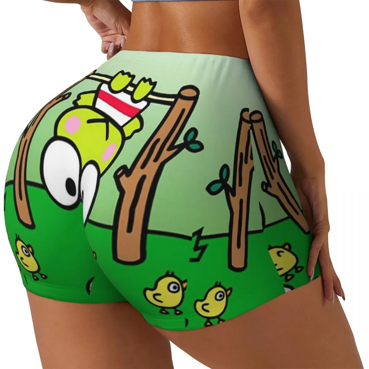 Custom Keroppi Fun Volleyball Biker Gym Shorts Women Athletic Workout Yoga Shorts