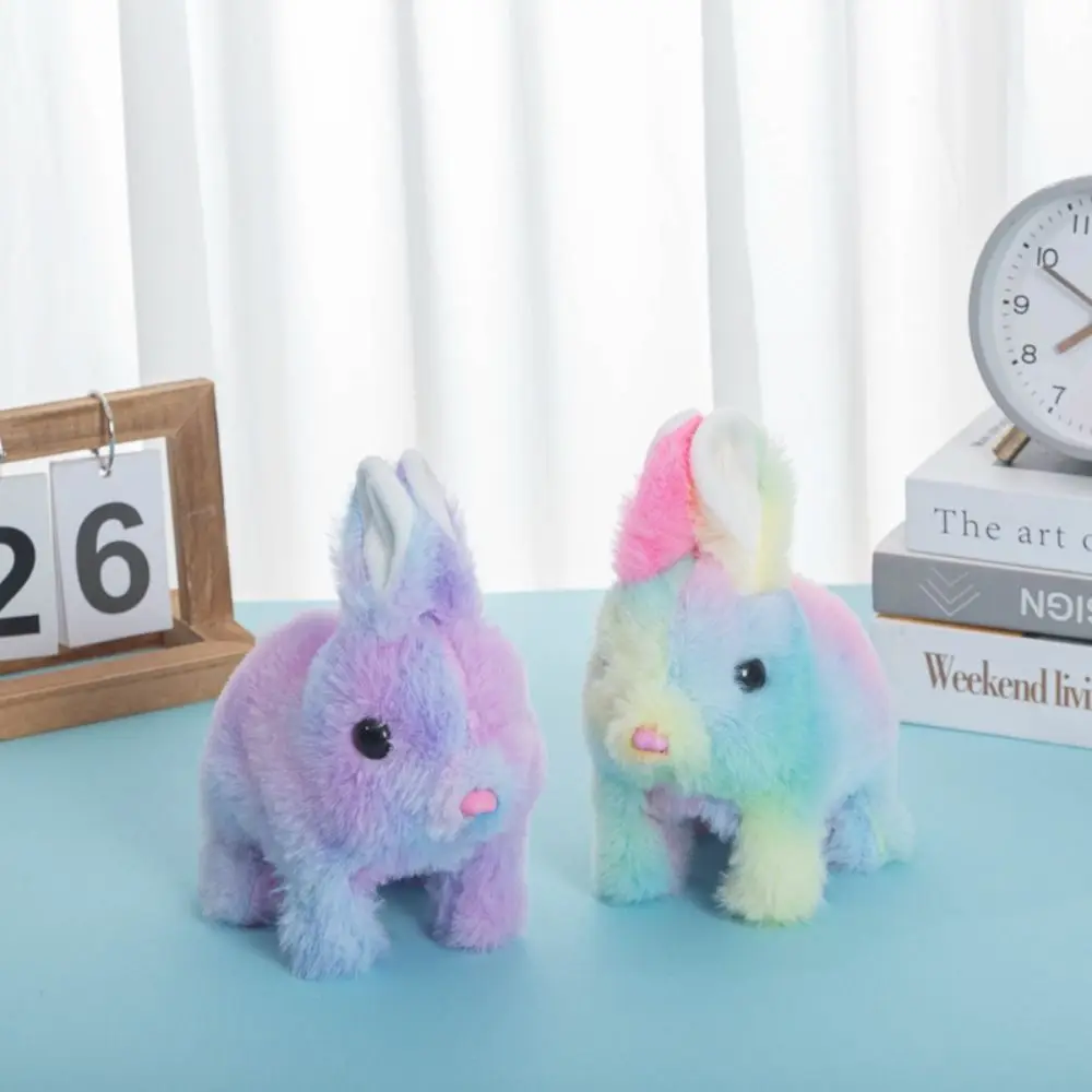 Walks and Makes Sounds Bunny Plush Doll Soft Fur Starry Sky Color Electric Rabbit Plush Toy Interactive Unique