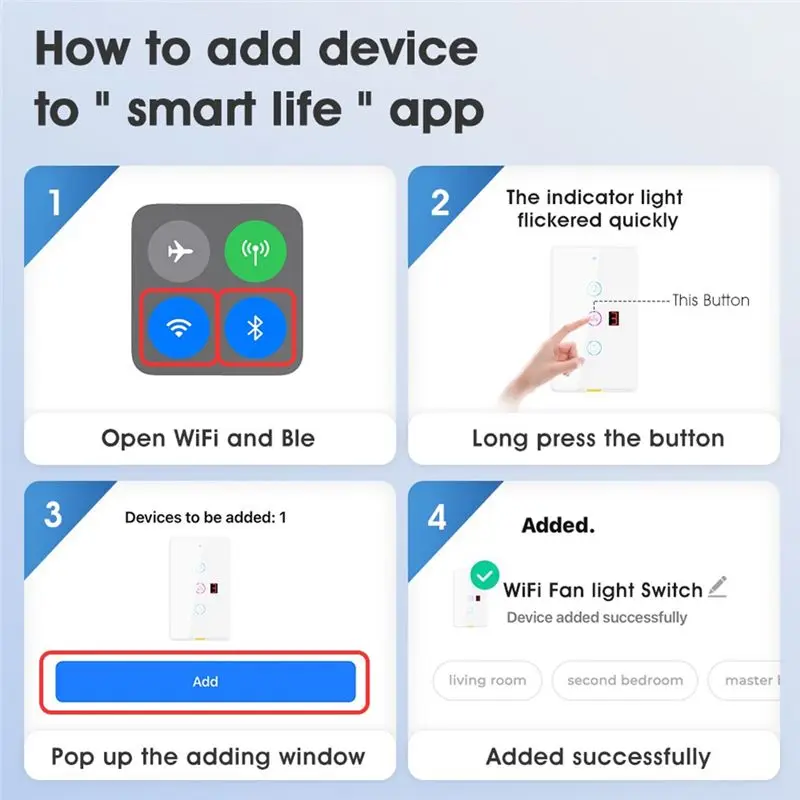 ABKQ-Tuya Smart Wifi Fan Light Switch Touch Wall Panel Voice Timer Control APP Remote Control Work For Alexa Google Home Durable