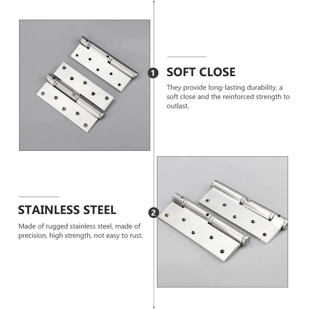 2 قطعة مفصلات ذاتية الإغلاق مفصلات زنبركية شديدة التحمل مفصل باب من الفولاذ المقاوم للصدأ مع تعديل التخميد لدرج الممر