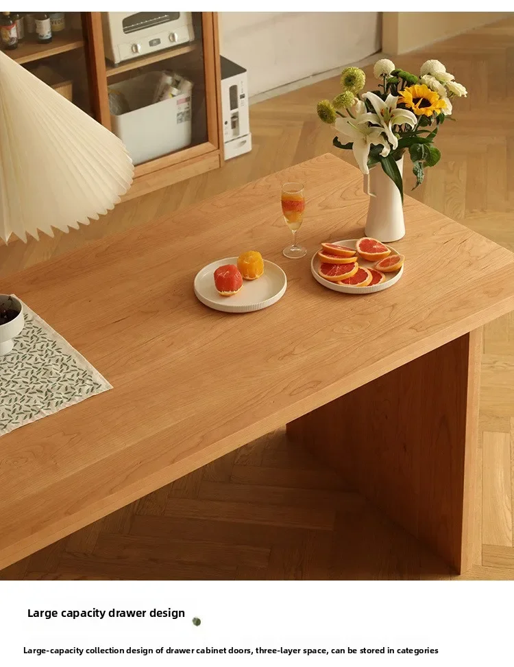Nordic all solid wood cherry wood island table Japanese minimalist restaurant Modern minimalist bar storage table Dining table