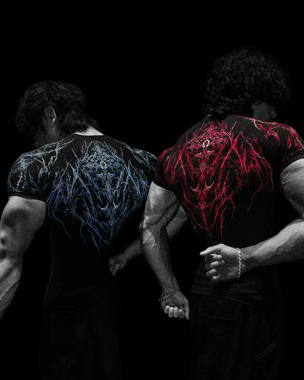 Advanced New Night Monster Gothic Style Abstract Art Muscle Totem Strength Men's Dark Functional Short Sleeve Running T-shirt