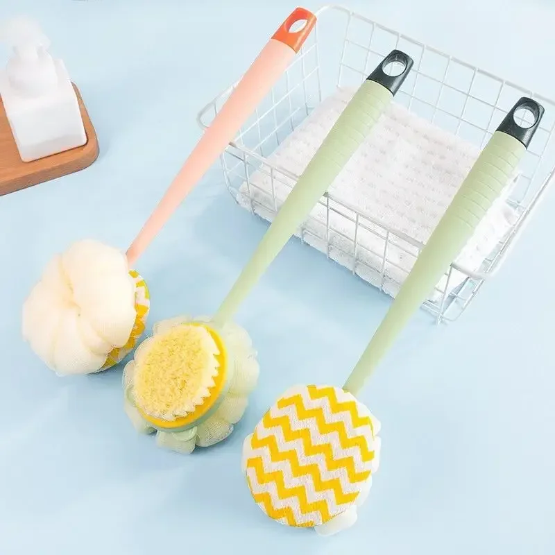 Long Handled Bath Brush Double Sided Soft Back Shower Brush Shower Back Washcloth Shower Ball Back Rubbing Brush Bath Tool